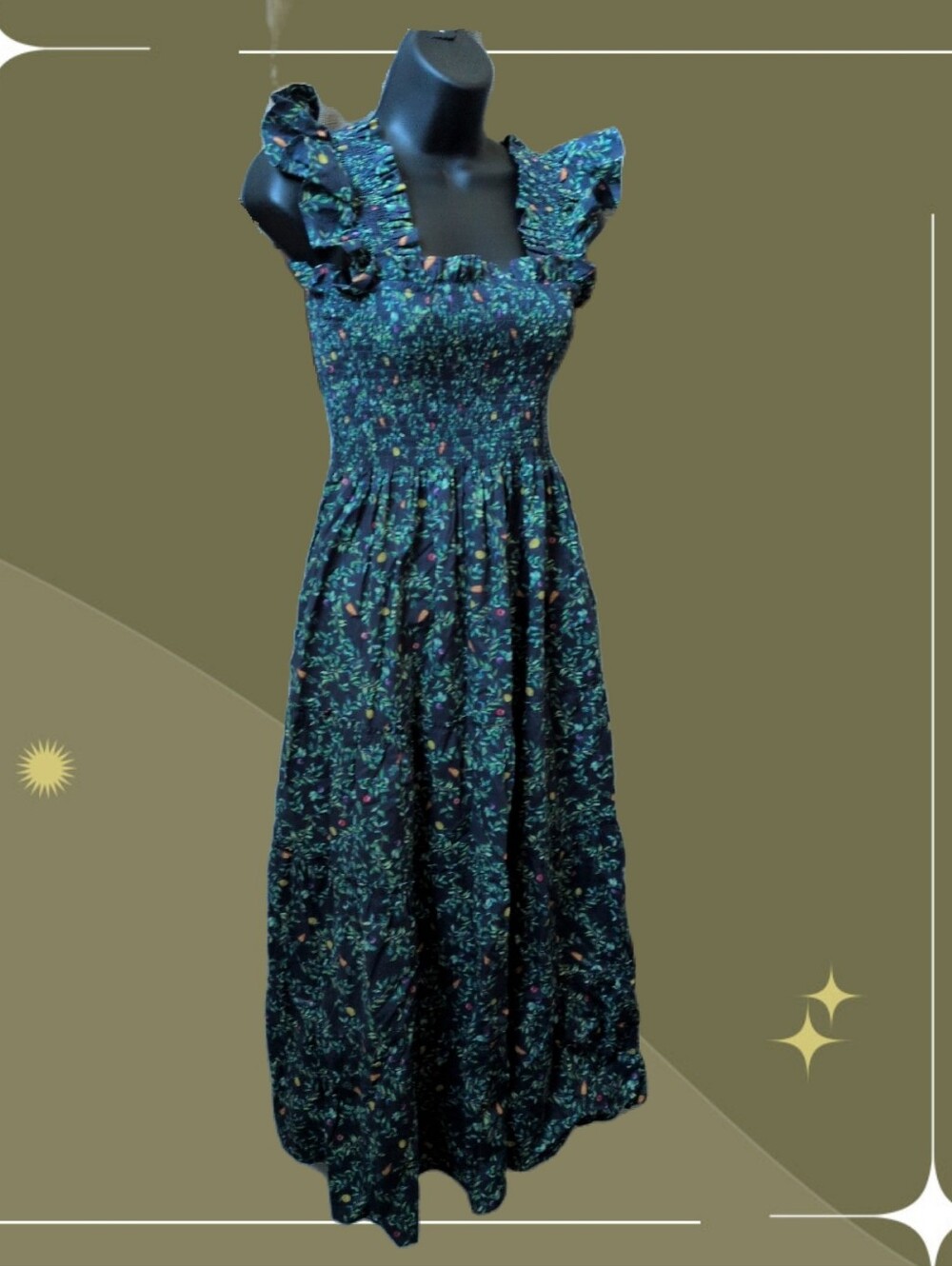 ✨Hill House Home The Ellie Nap Dress "Midnight Garden Poplin" print size xs